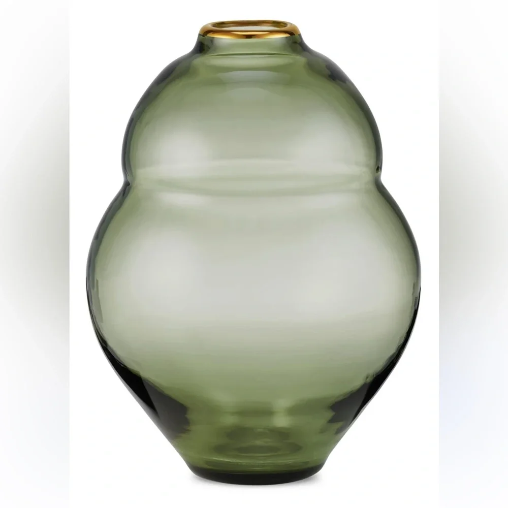 Sancia Gourd Glass Curved Decorative Vase with gold - Brand